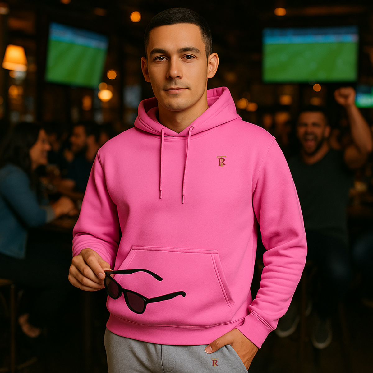 Mens Premium Drawstring Pocket Pouch Hoodie