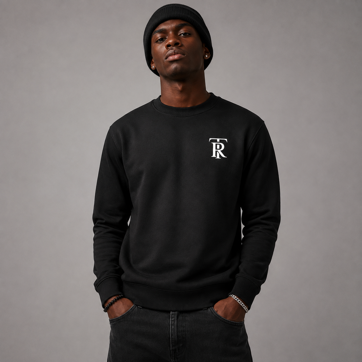 ThornBridge Rowe logo black sweater