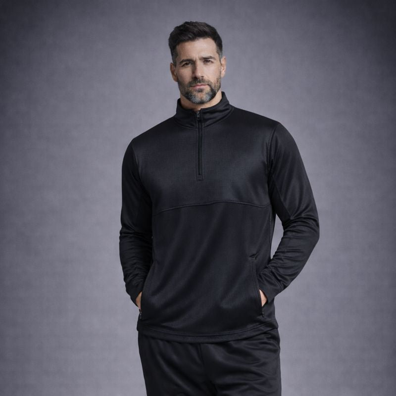 1/4 Zip Plain Tracksuit Top with Pockets