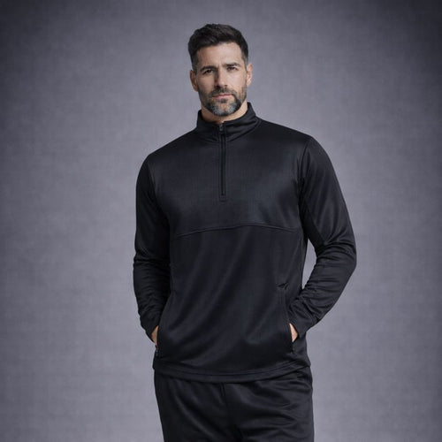 1/4 Zip Plain Tracksuit Top with Pockets