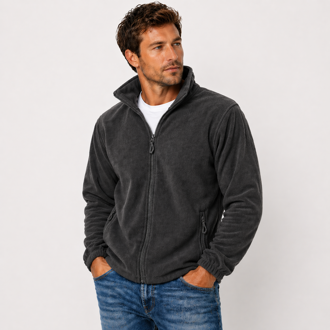 Zip Up Fleece Jacket with Zip Pockets