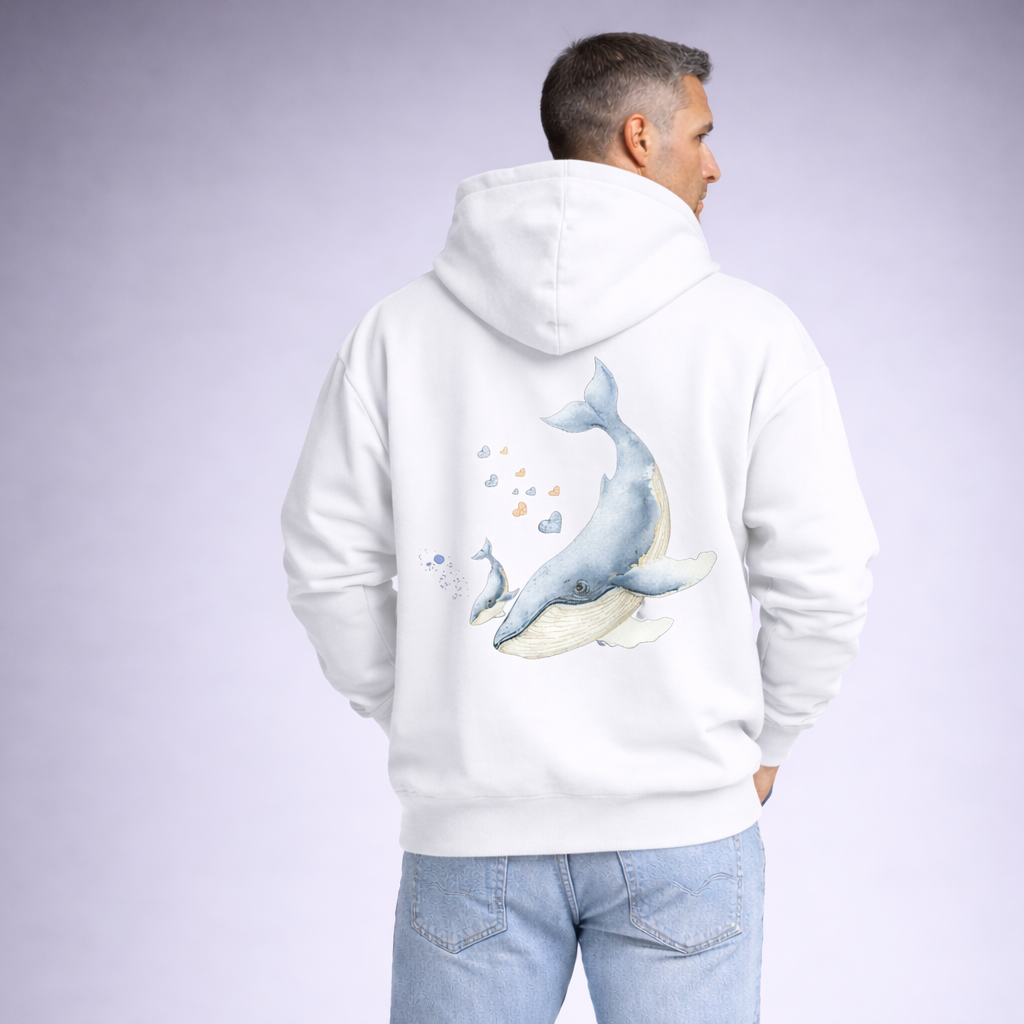 Whale Print Oversized Hoodie