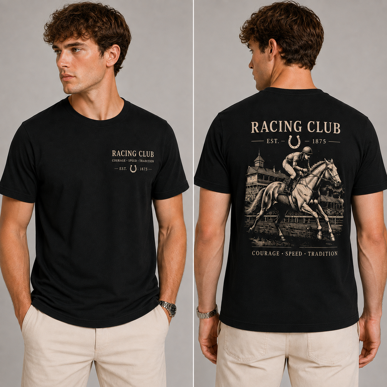 horse racing print top