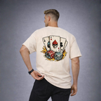 Short Sleeve Cotton T-shirt With Playing Card Print
