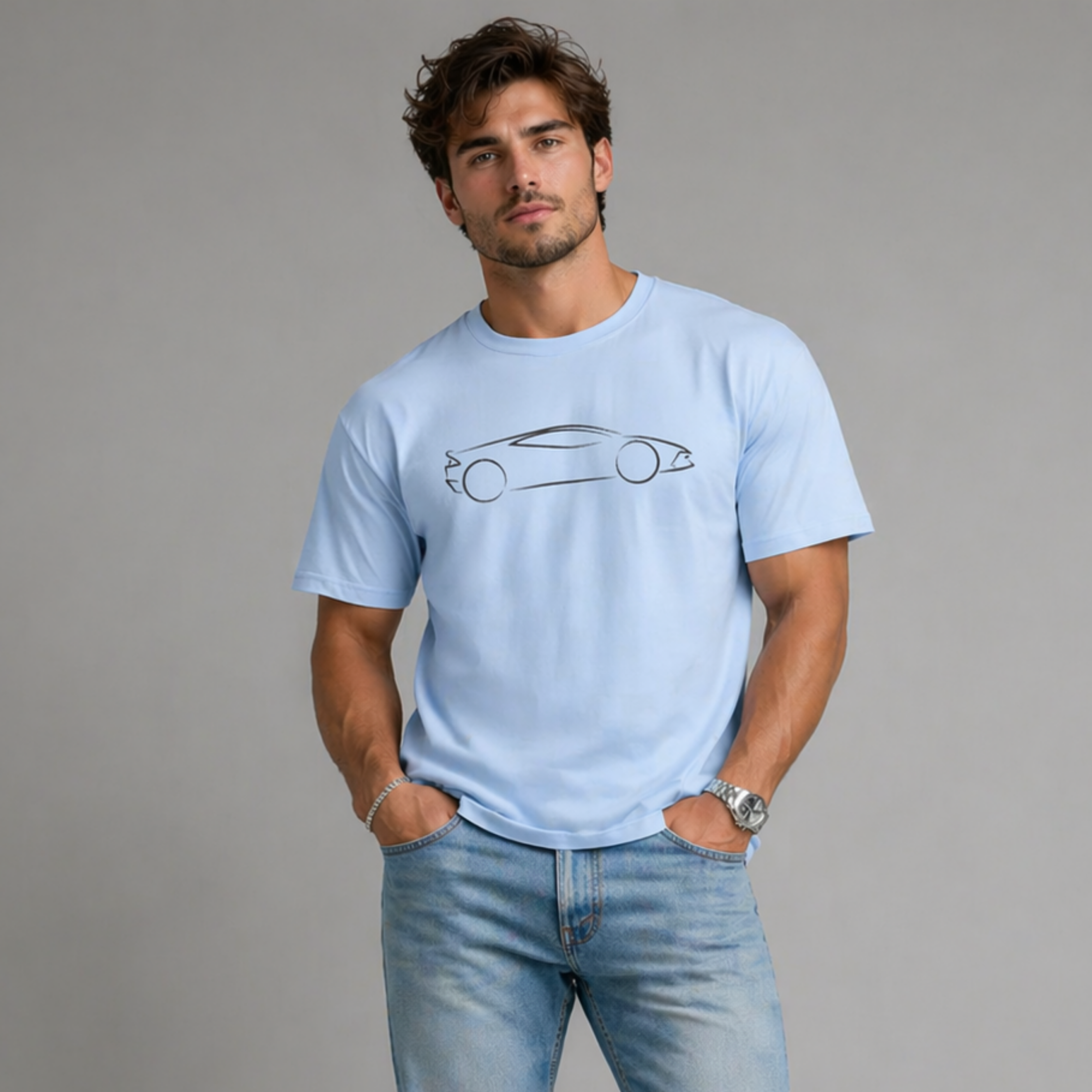Cotton Sports Car Short Sleeve T-shirt