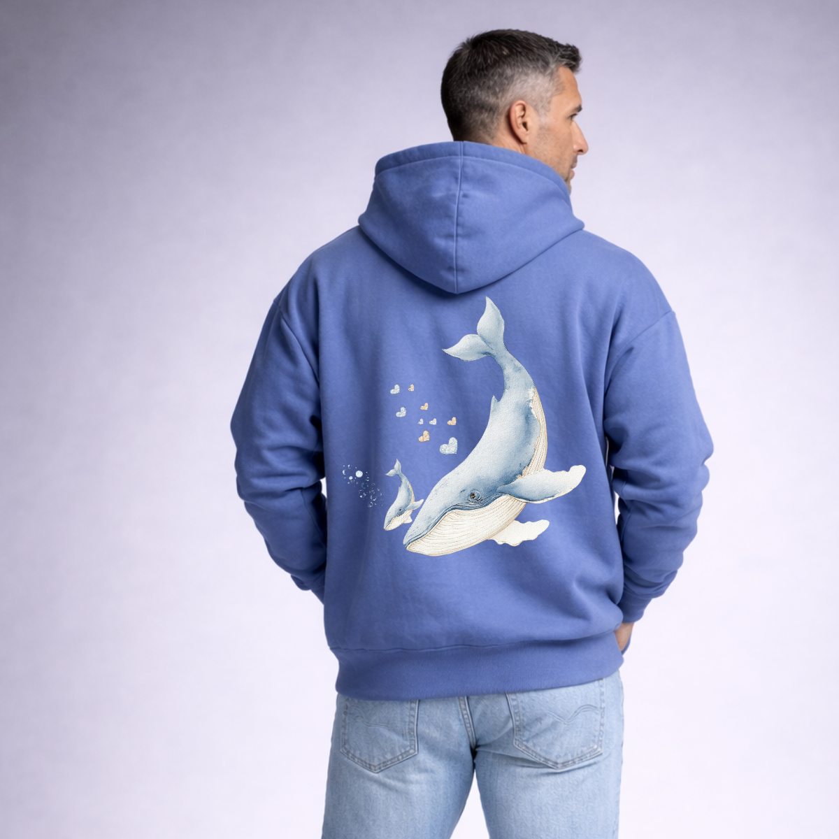 Whale Print Oversized Hoodie